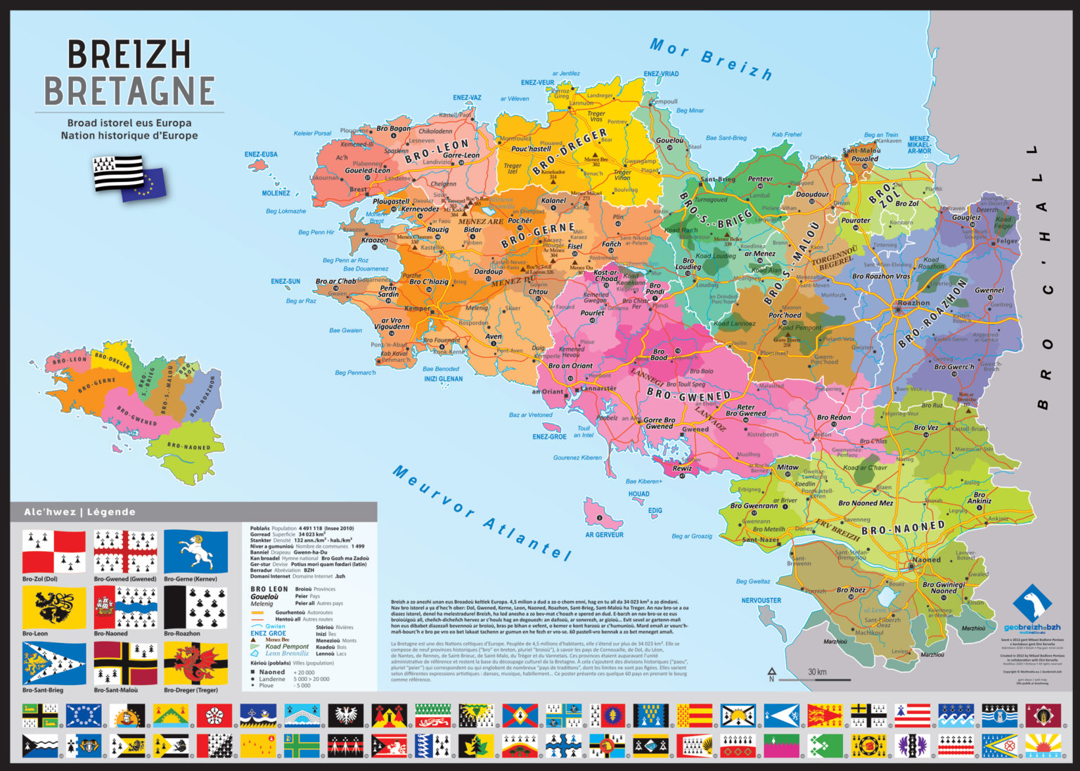 Carte des pays historiques de Bretagne Geobreizh