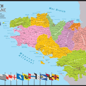 "Breizh" : Carte de la Bretagne, 9 pays, 5 départements