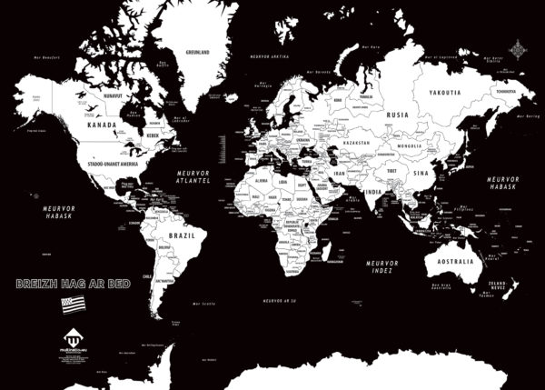 Carte design des nations du monde en breton