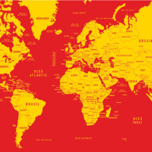 Carte du monde design en format long en catalan