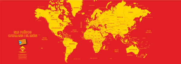 Carte du monde design en format long en catalan