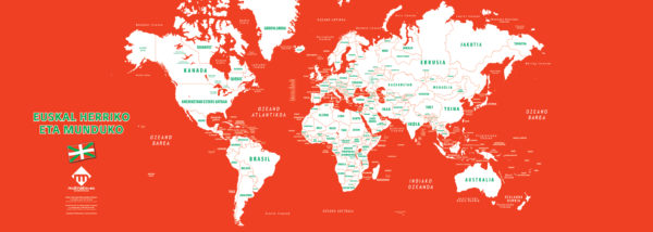 Carte du monde design en format long en basque