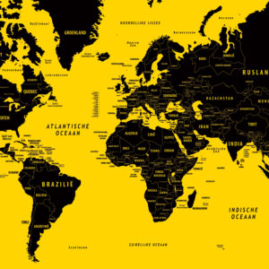 Carte du monde design en format long en flamand