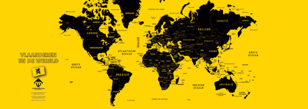 Carte du monde design en format long en flamand