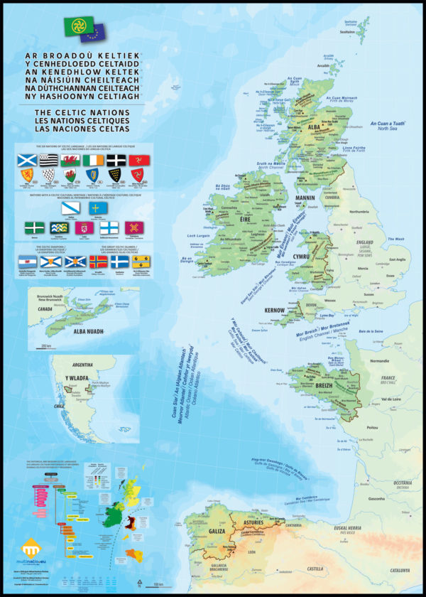Les nations celtiques : cartes, drapeaux et langues (version 2)