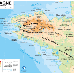 Carte physique de Bretagne (à la manière des cartes scolaires)