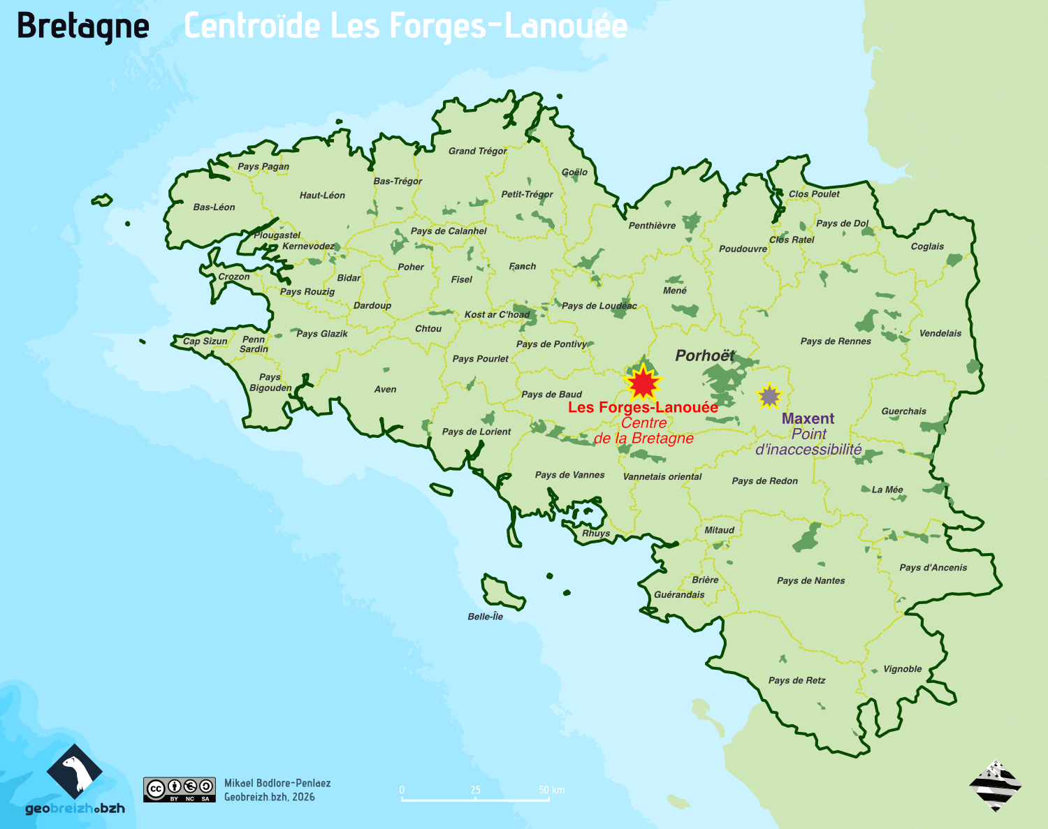 Carte du centre de la Bretagne